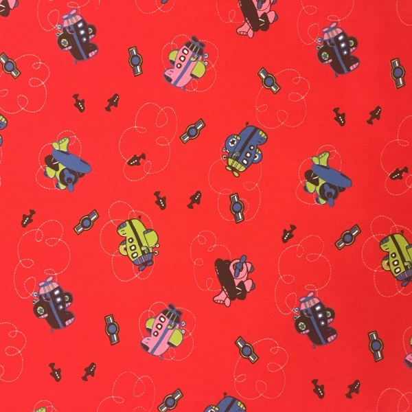 Aeroplanes Polycotton RED